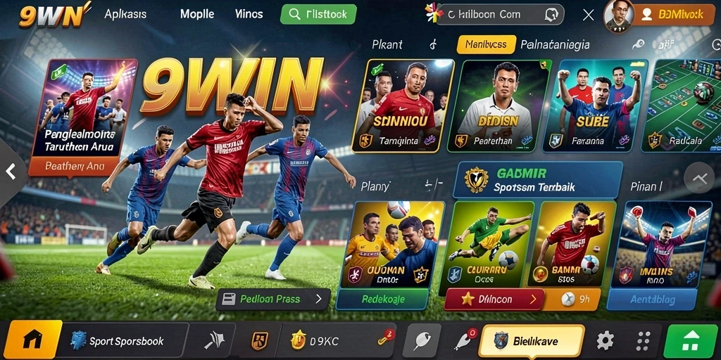 Tampilan utama 9WIN dengan berbagai pilihan taruhan olahraga.