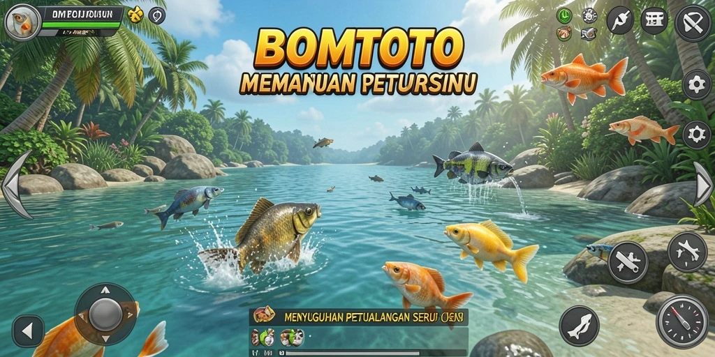 Screenshot gameplay BOMTOTO menampilkan momen memancing yang menakjubkan.