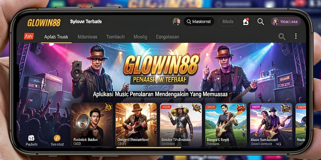 Tampilan gameplay GLOWIN88 menampilkan koleksi musik yang beragam.
