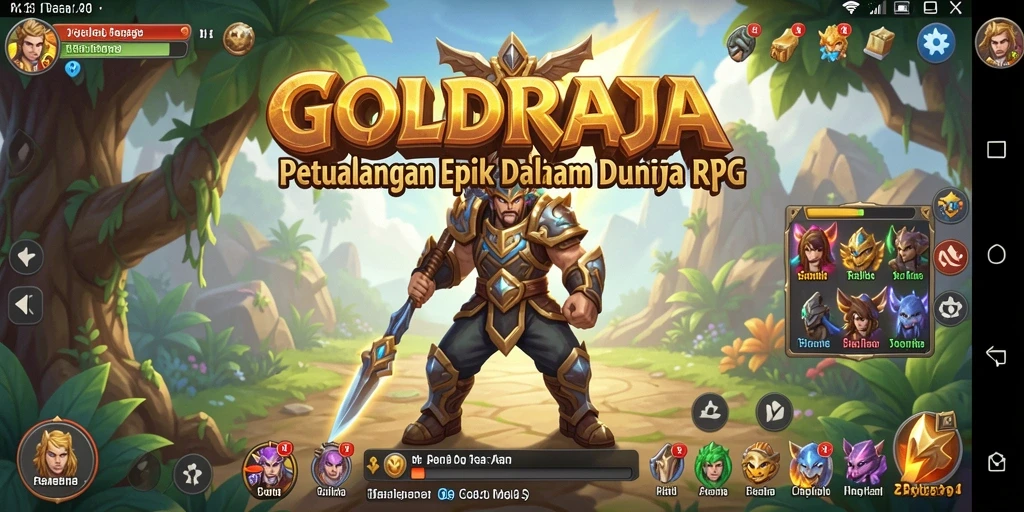 Screenshot utama <strong>GOLDRAJA</strong> menampilkan momen aksi RPG yang seru dan mendebarkan.
