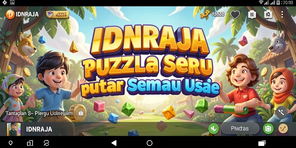 Screenshot IDNRAJA menampilkan gameplay puzzle yang menarik dan penuh warna.