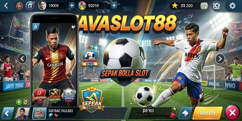 Tampilan menarik dari gameplay JAVASLOT88 dengan tema sepak bola yang seru.