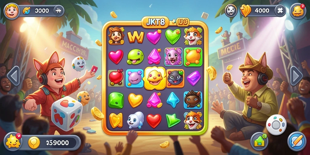 Tampilan menarik dari permainan Match-3 JKT8 dengan gameplay seru.
