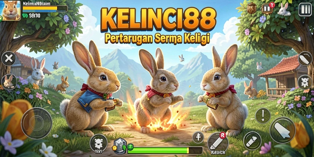 Tampilan permainan KELINCI88 dalam aksi pertarungan kelinci.