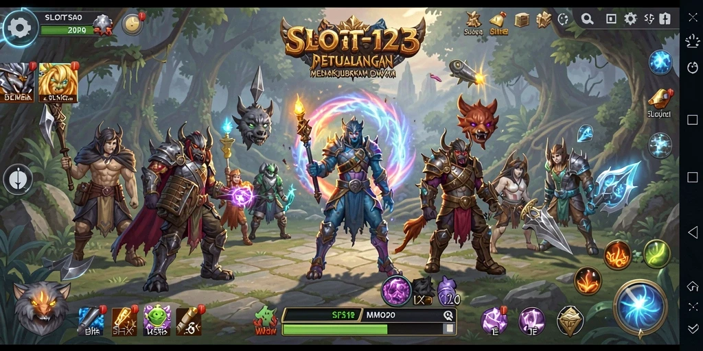 Tampilan gameplay SLOT123 yang penuh warna dan mendebarkan.
